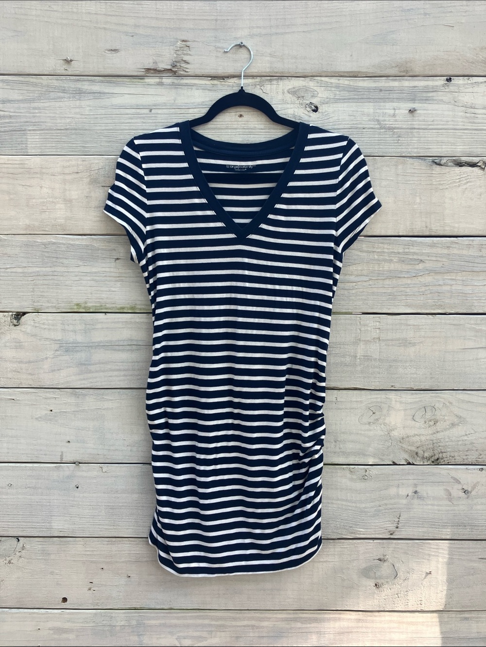 Maternity Top Medium Liz Lange Navy Blue Striped basics
